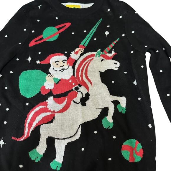 Tipsey Elves SANTA UNICORN UGLY CHRISTMAS SWEATER SZ Medium - Picture 6 of 9